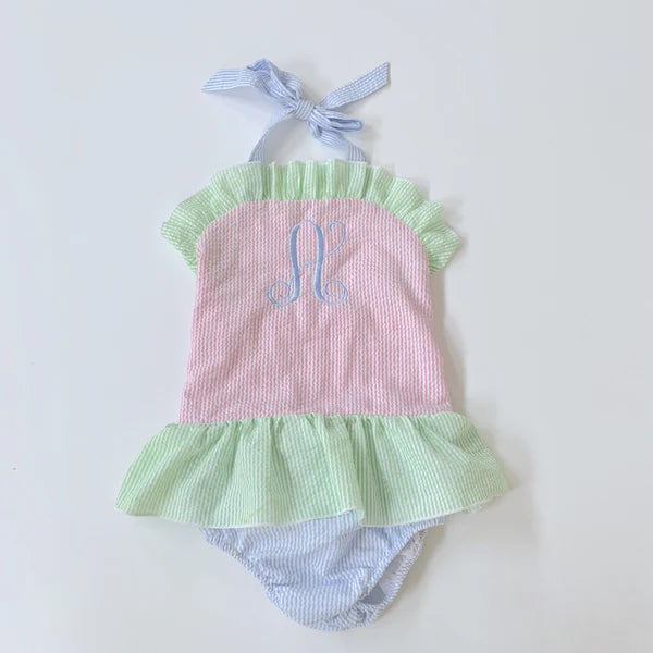 Seersucker One Piece Swimsuit